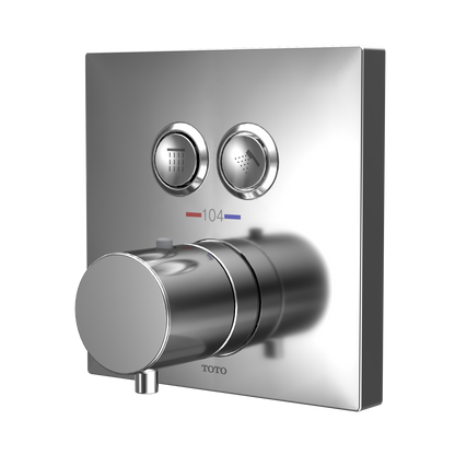 TOTO TBV02406U#CP Square Thermostatic Mixing Valve With 2-Function Shower Trim - Polished Chrome