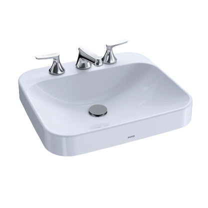 TOTO LT415.8G#01 Arvina Rectangular 20" Vessel Bathroom Sink With Cefiontect For 8 Inch Center Faucets - Cotton White