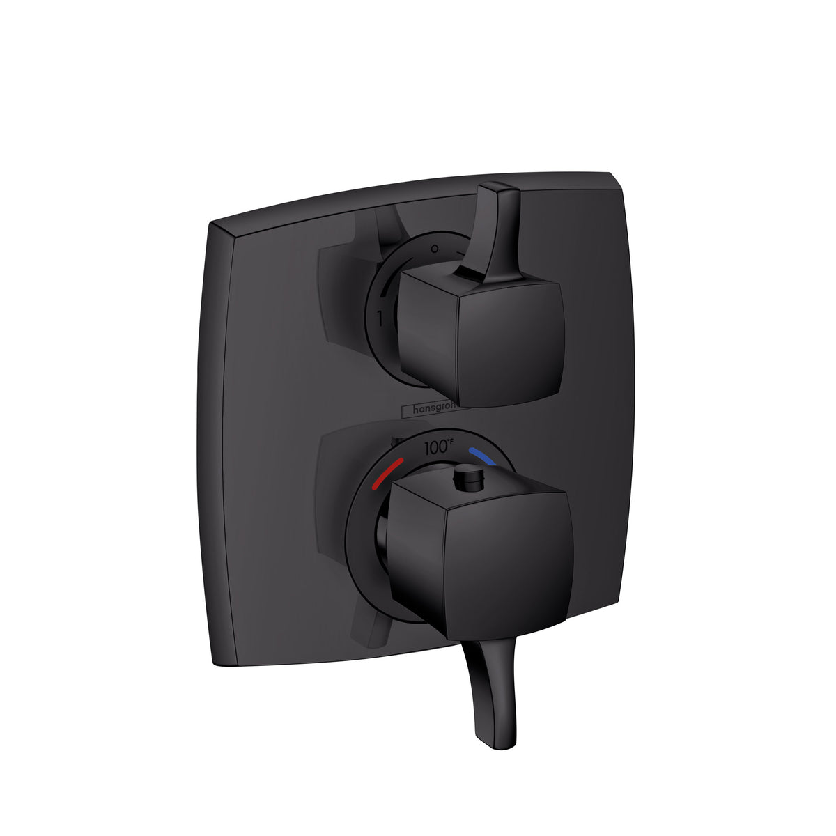 HANSGROHE 15728671 Ecostat Classic Thermostatic Trim with Volume Control and Diverter, Square - Matte Black