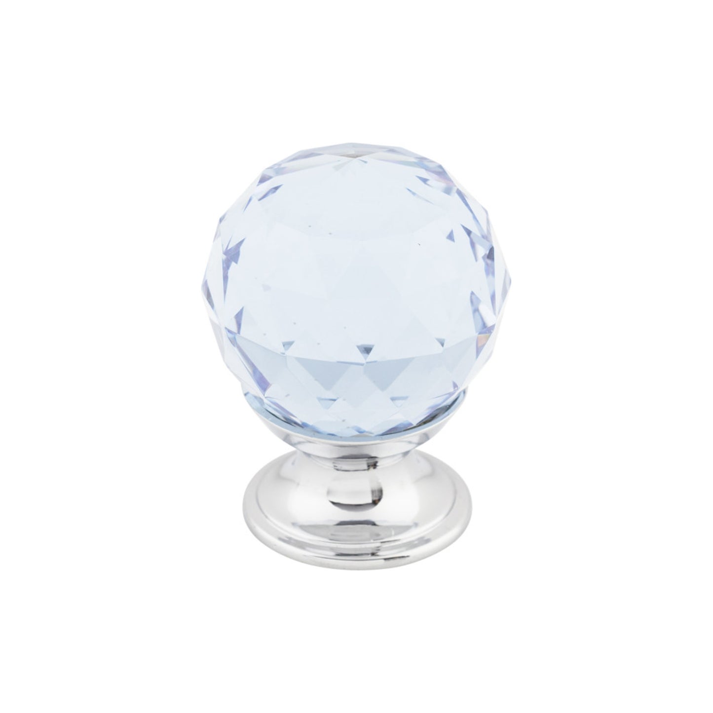 TOP KNOBS TK113PC Light Blue Crystal 1 1/8" Diameter Round Knob - Polished Chrome