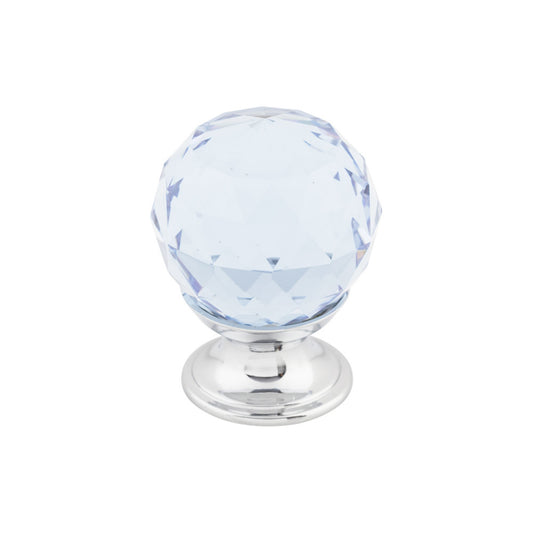 TOP KNOBS TK113PC Light Blue Crystal 1 1/8" Diameter Round Knob - Polished Chrome