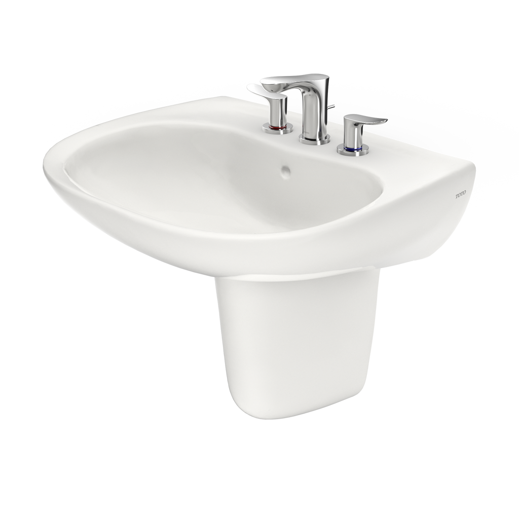 TOTO LHT242.8G#11 Prominence Oval Wall-Mount Bathroom Sink With Cefiontect And Shroud For 8 Inch Center Faucets - Colonial White