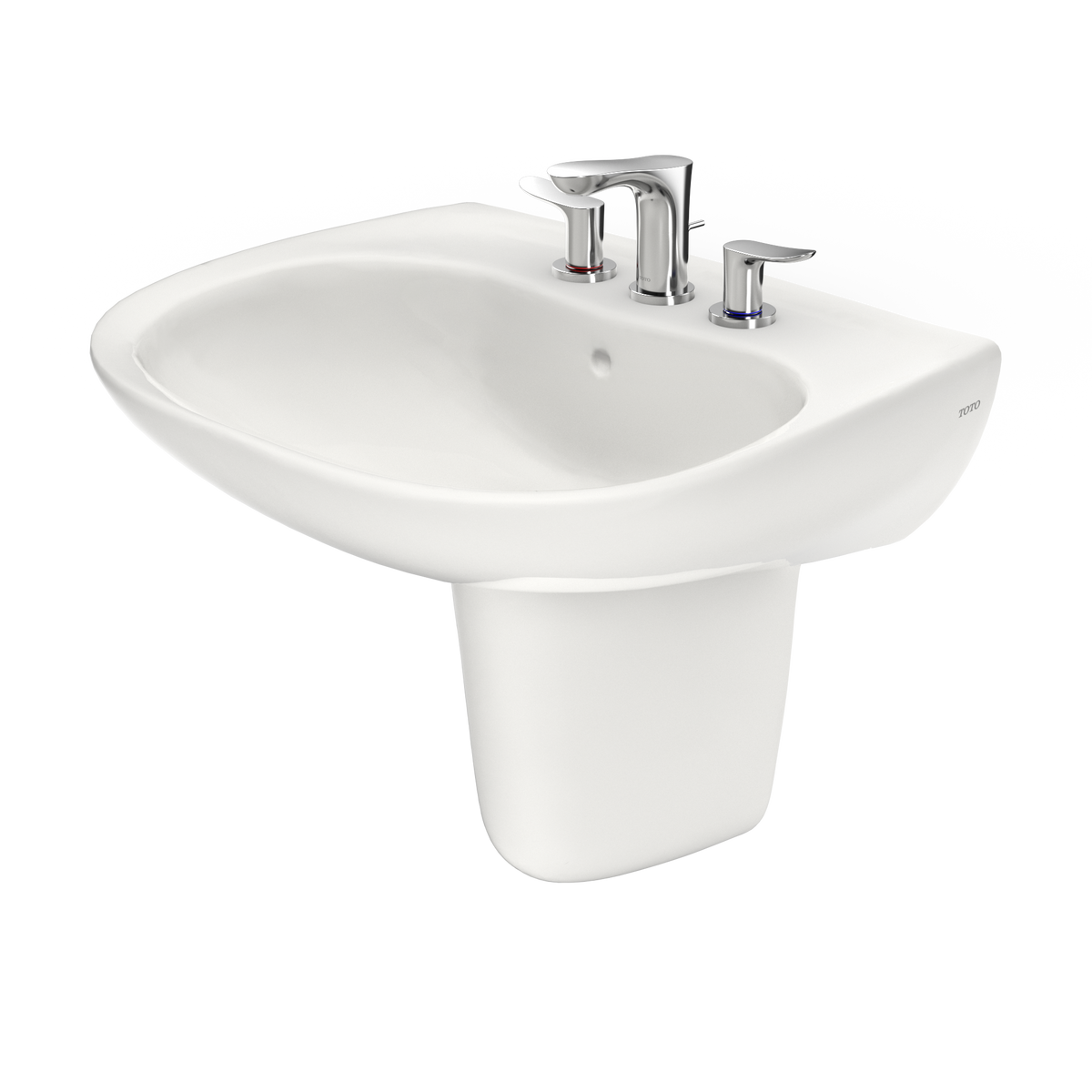 TOTO LHT242.8G#11 Prominence Oval Wall-Mount Bathroom Sink With Cefiontect And Shroud For 8 Inch Center Faucets - Colonial White