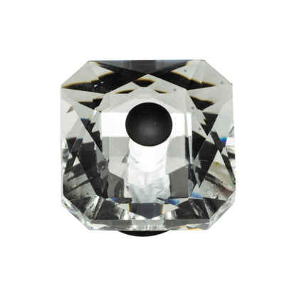 ATLAS 3209-BL Crystal 1 1/2" Length Square Knob - Matte Black
