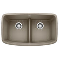 BLANCO 442197 Valea Valea SILGRANIT 32" 50/50 Double Bowl Undermount Kitchen Sink with Low Divide - Truffle in Truffle