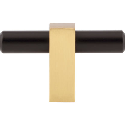 JEFFREY ALEXANDER 478T-MBBG Larkin 2 2-3/8" Length Bar Knob - Matte Black w/Brushed Gold