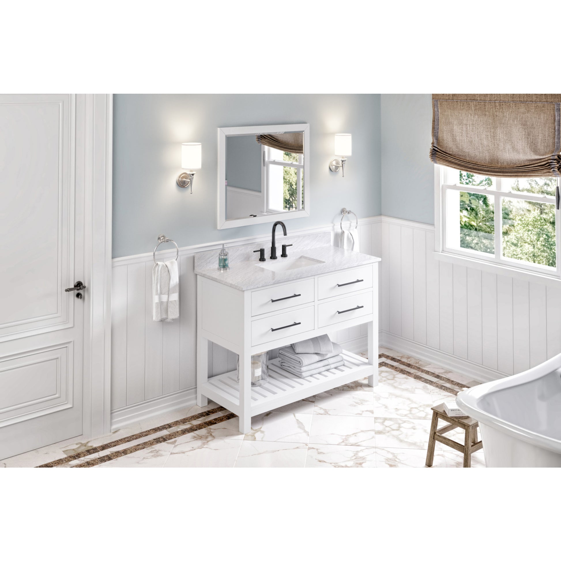 JEFFREY ALEXANDER VN2WAV-48-WH-NT 48" White Wavecrest Vanity - White