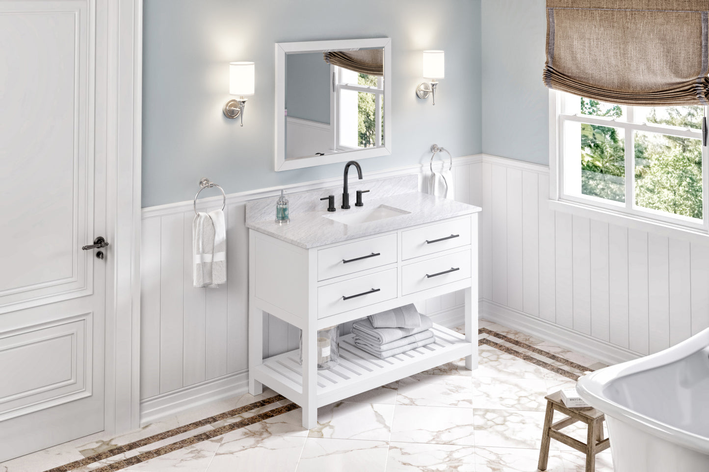 JEFFREY ALEXANDER VN2WAV-48-WH-NT 48" White Wavecrest Vanity - White