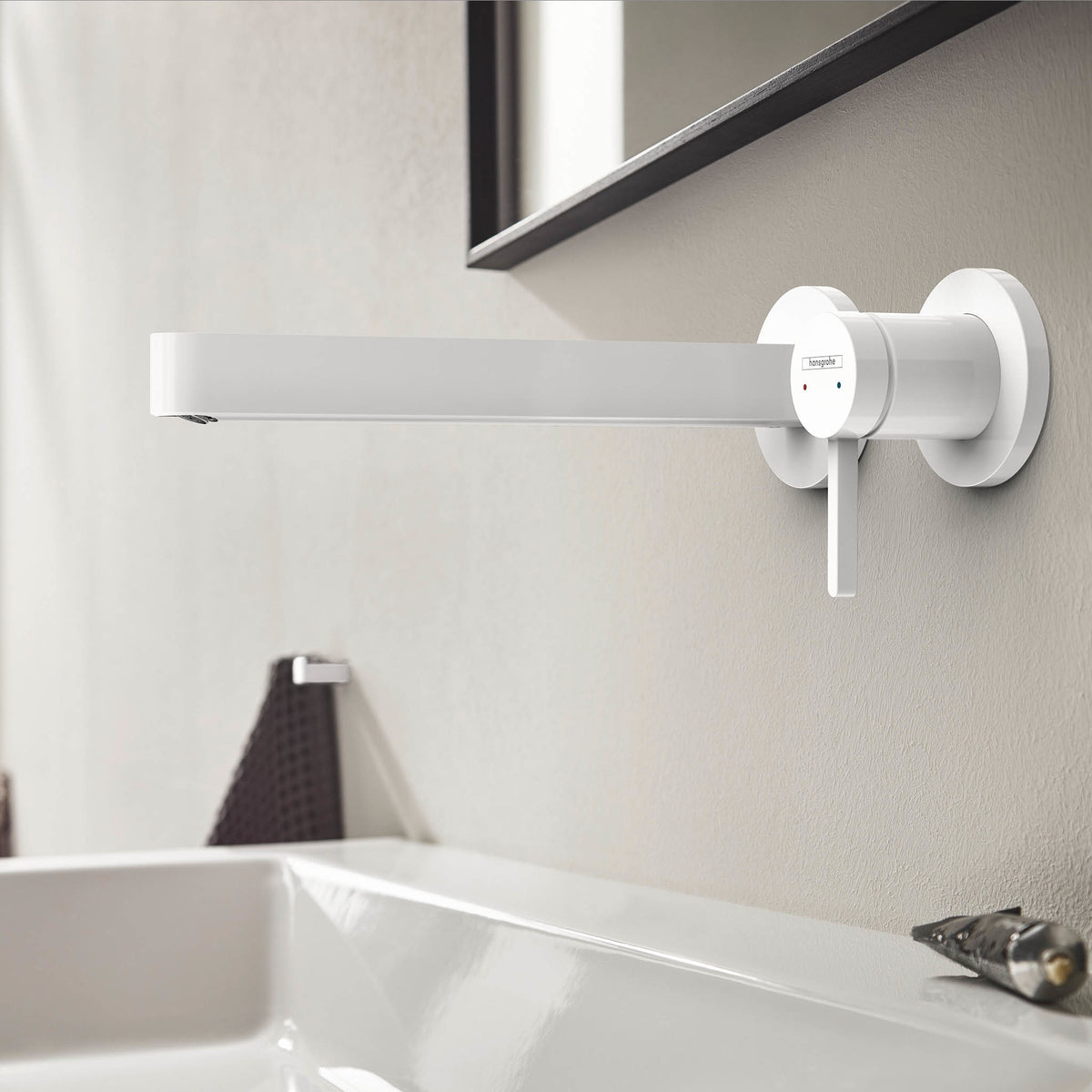 HANSGROHE 76050701 Finoris Wall-Mounted Single-Handle Faucet Trim, 1.2 GPM - Matte White