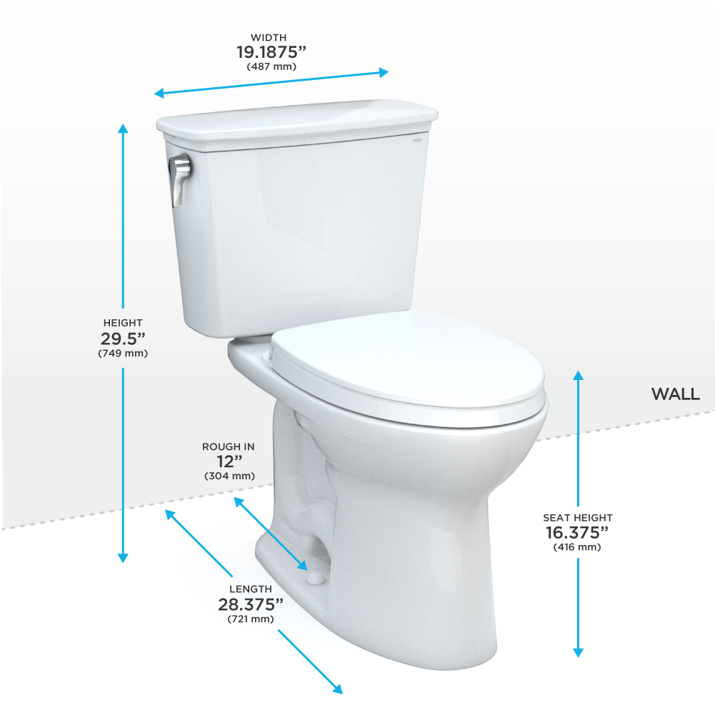 TOTO MS786124CEG#01 Drake Transitional Two-Piece Elongated 1.28 Gpf Tornado Flush Toilet With Cefiontect And Softclose Seat - Cotton White