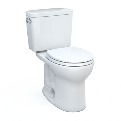 TOTO CST775CEFG#01 Drake Two-Piece Round 1.28 Gpf Universal Height Tornado Flush Toilet With Cefiontect - Cotton White