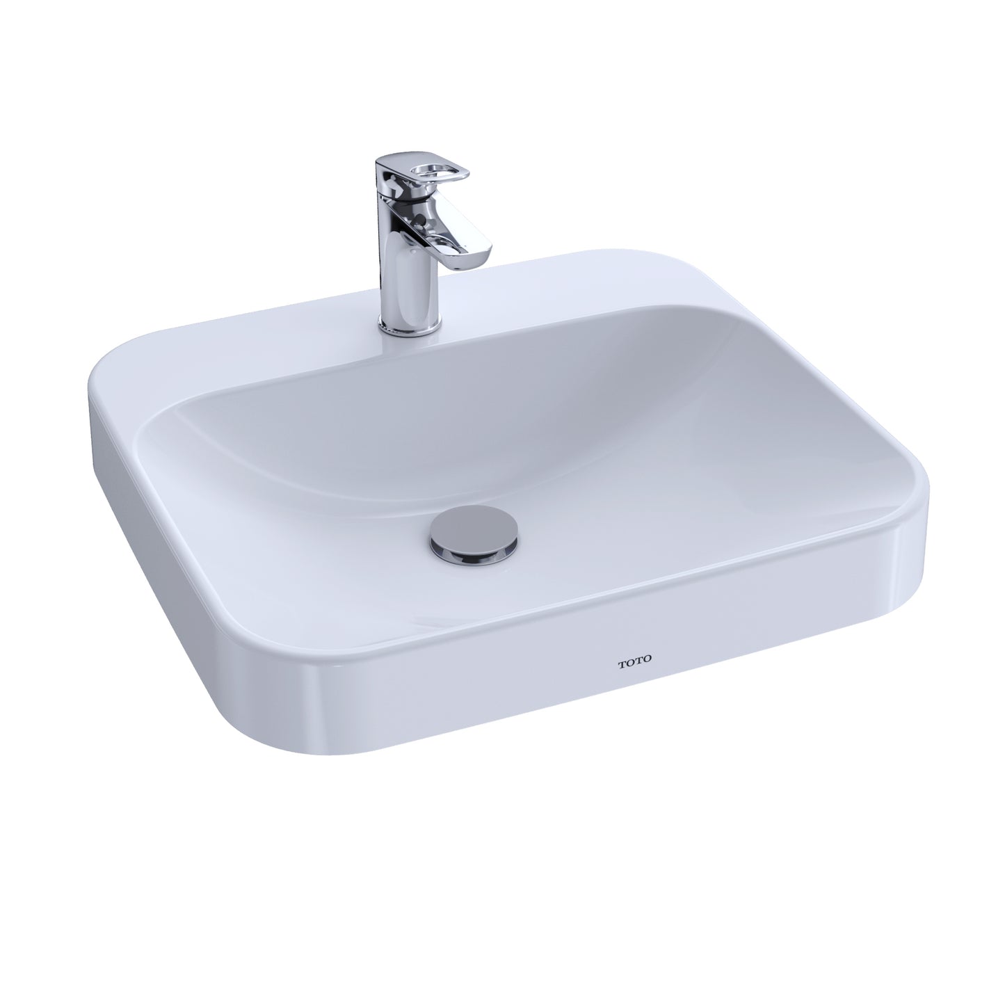 TOTO LT415G#01 Arvina Rectangular 20" Vessel Bathroom Sink With Cefiontect For Single Hole Faucets - Cotton White