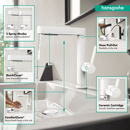 HANSGROHE 76063701 Finoris Single-Hole Faucet 230 with 2-Spray Pull-Out, 1.2 GPM - Matte White