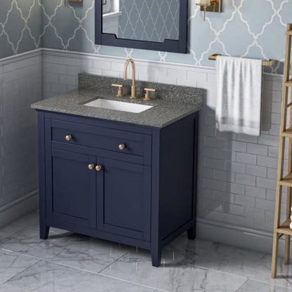 JEFFREY ALEXANDER VKITCHA36BLBOR 36" Hale Blue Chatham Vanity, Boulder Cultured Marble Vanity Top, undermount rectangle bowl - Hale Blue
