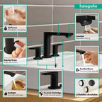 HANSGROHE 72532671 Rebris E Widespread Faucet 110 with Pop-Up Drain, 1.2 GPM - Matte Black