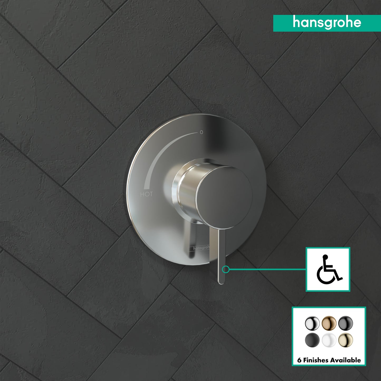 HANSGROHE 15739001 Chrome Ecostat S Modern Pressure Balance Trim