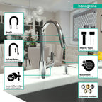 HANSGROHE 04505000 Focus HighArc Kitchen Faucet, 2-Spray Pull-Down, 1.75 GPM - Chrome