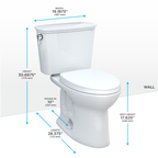 TOTO MS786124CEFG.10#01 Drake Transitional Two-Piece Elongated 1.28 Gpf Universal Height Tornado Flush  Toilet With 10 Inch Rough-In - Cotton White