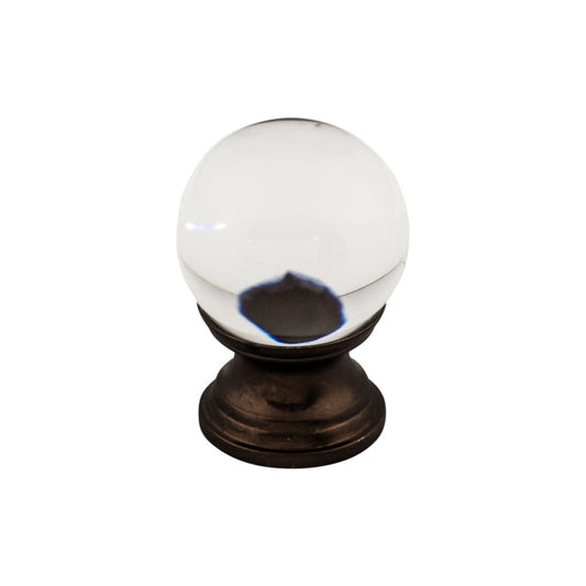 TOP KNOBS TK840ORB Clarity Clear Glass 1" Diameter Round Knob , Oil Rubbed Bronze