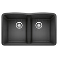 BLANCO 440184 Diamond Diamond SILGRANIT 32" 50/50 Double Bowl Undermount Kitchen Sink - Anthracite in Anthracite