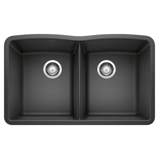 BLANCO 440184 Diamond Diamond SILGRANIT 32" 50/50 Double Bowl Undermount Kitchen Sink - Anthracite in Anthracite