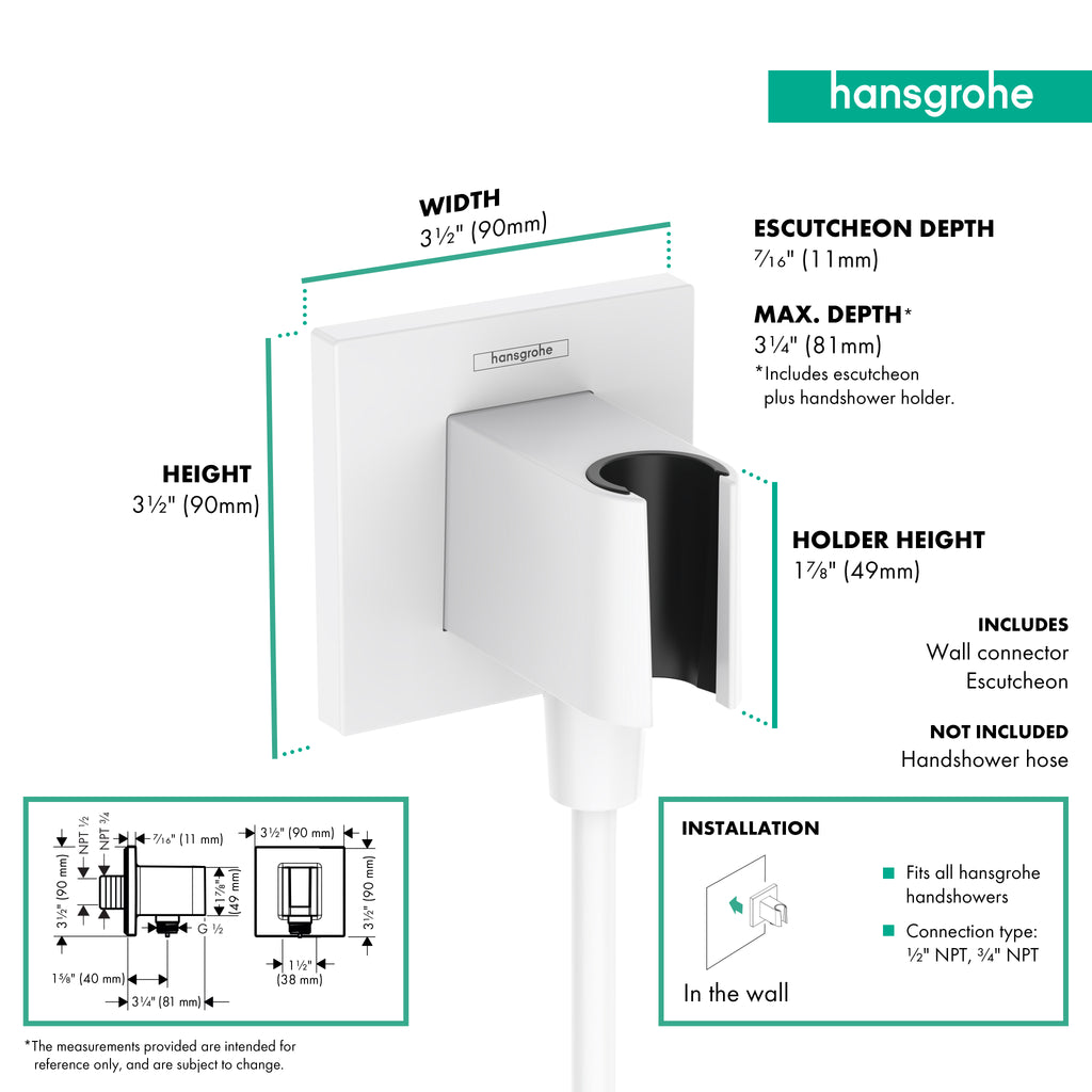 HANSGROHE 26889701 FixFit E Wall Outlet with Handshower Holder - Matte White
