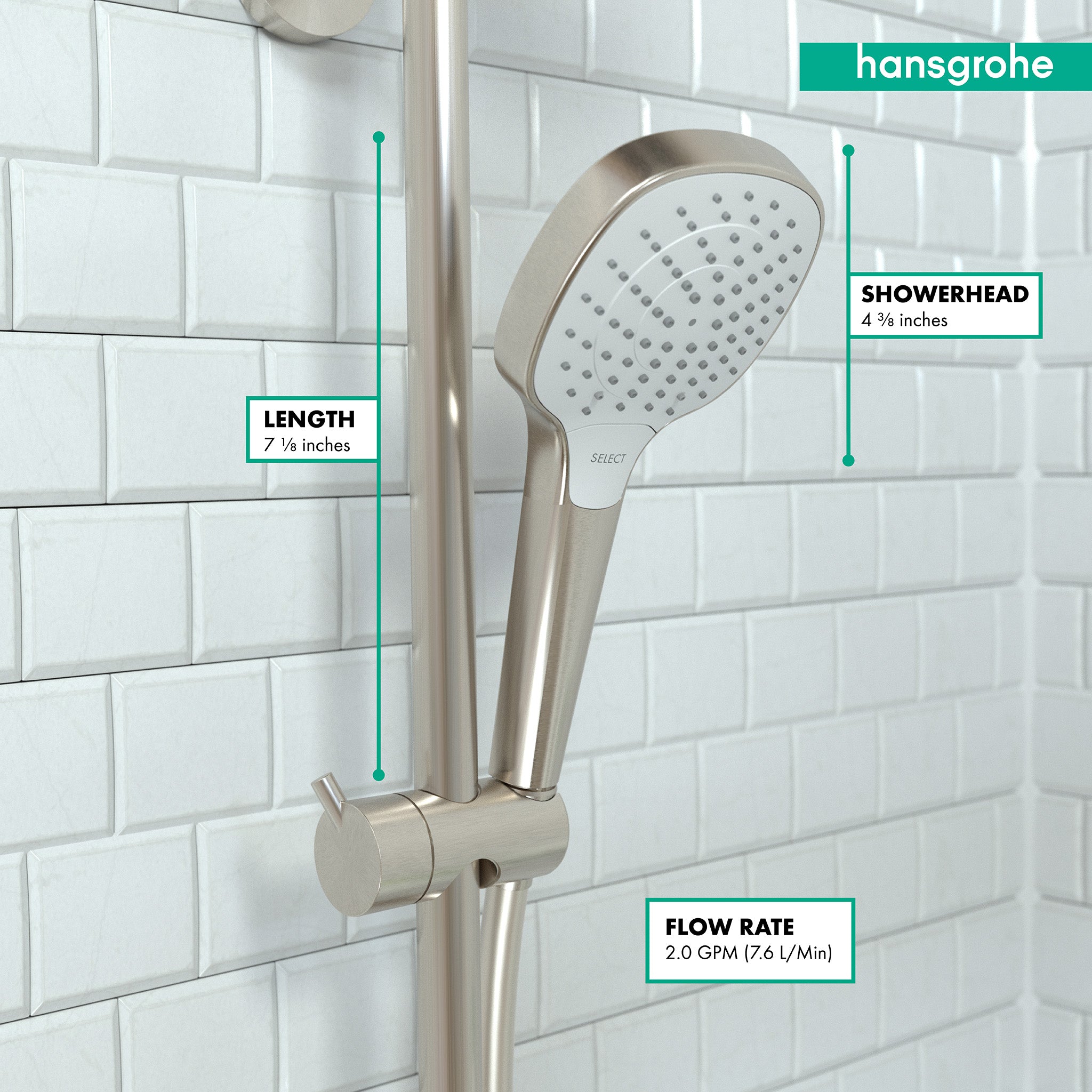 HANSGROHE 26813821 Croma Select E Handshower 110 Vario-Jet, 2.5 GPM - Brushed Nickel