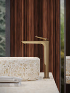 AXOR 49050251 Citterio C Single-Hole Faucet 250 CoolStart with Pop-Up Drain, 1.2 GPM - Brushed Gold Optic