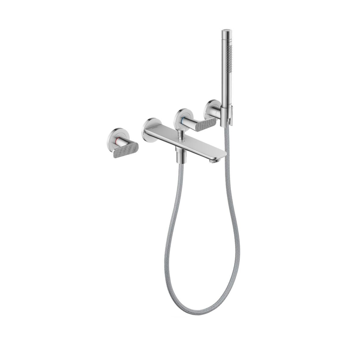 AXOR 49481001 Citterio C 3-Hole Wall-Mounted Tub Filler with 1.75 GPM Handshower and Holder- Cubic Cut - Chrome
