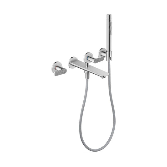 AXOR 49481001 Citterio C 3-Hole Wall-Mounted Tub Filler with 1.75 GPM Handshower and Holder- Cubic Cut - Chrome