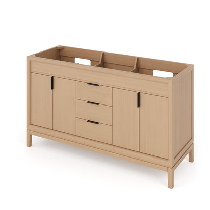 JEFFREY ALEXANDER VKITTHE60NOBGR Theodora 60" Double Bathroom Vanity Set - Natural Oak