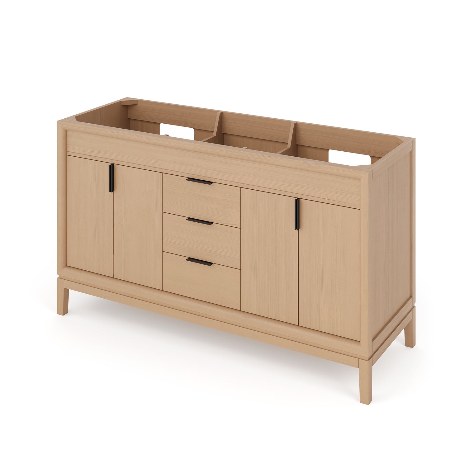 JEFFREY ALEXANDER VKITTHE60NOGQR Theodora 60" Double Bathroom Vanity Set - Natural Oak