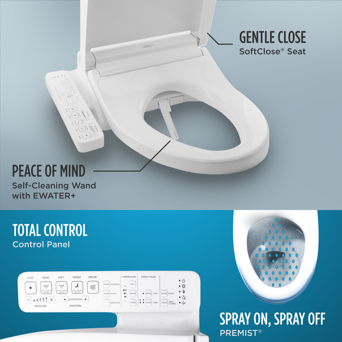 TOTO SW3073#01 Washlet C2 Electronic Bidet Toilet Seat With Premist And Ewater+ Wand Cleaning - Cotton White