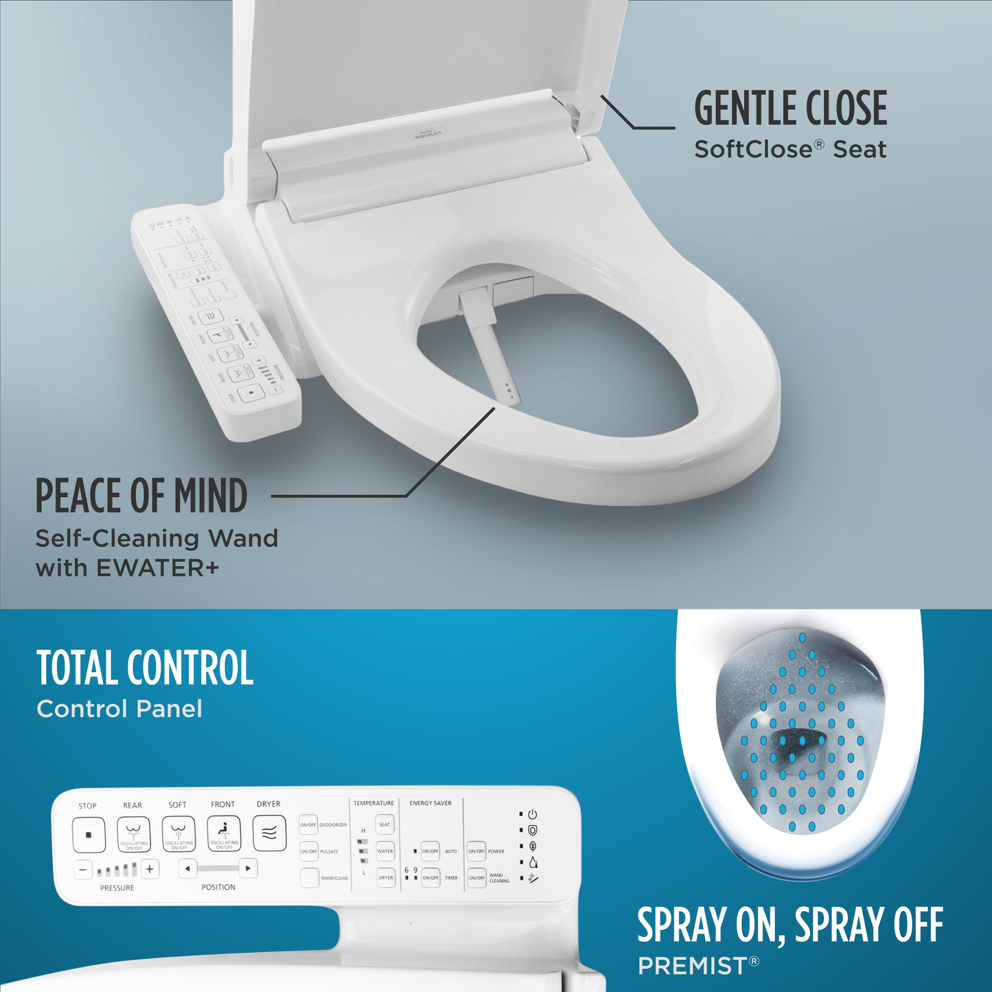 TOTO SW3074#01 Washlet C2 Electronic Bidet Toilet Seat With Premist And Ewater+ Wand Cleaning - Cotton White