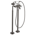 AXOR 16562341 Montreux 2-Handle Freestanding Tub Filler Trim with Cross Handles and 1.8 GPM Handshower - Brushed Black Chrome