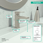 HANSGROHE 32527821 Metropol Single-Hole Faucet 110 with Lever Handle and Pop-Up Drain, 0.5 GPM - Brushed Nickel