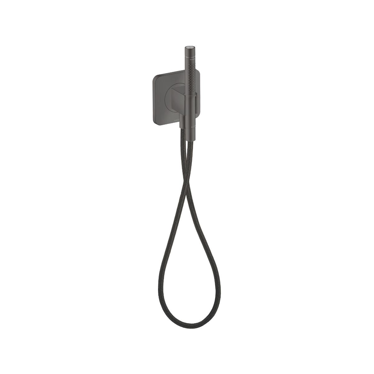AXOR 49626341 Citterio C Handshower Holder Softsquare with Outlet 5"x5" with Handshower and Textile Hose, 2.5 GPM - Brushed Black Chrome