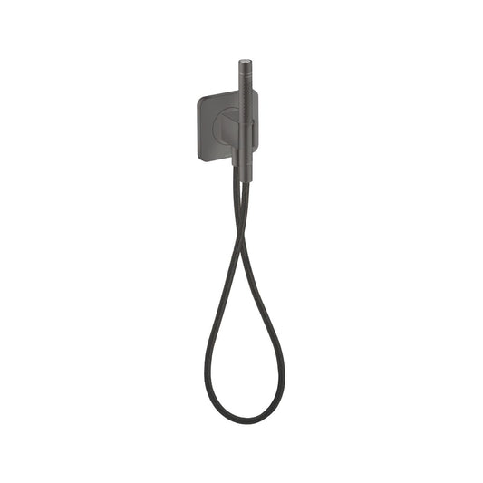 AXOR 49626341 Citterio C Handshower Holder Softsquare with Outlet 5"x5" with Handshower and Textile Hose, 2.5 GPM - Brushed Black Chrome