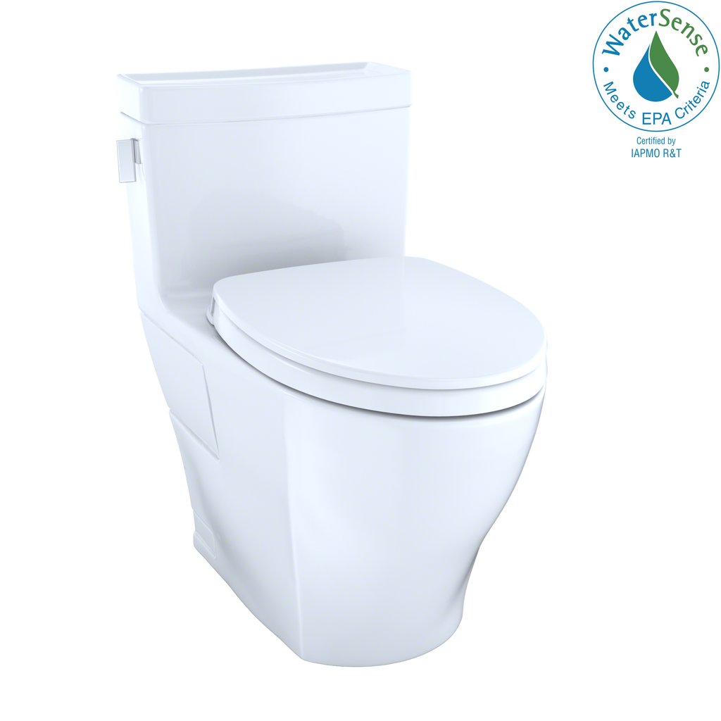 TOTO MS624124CEFG#01 Legato Washlet+ One-Piece Elongated 1.28 Gpf Universal Height Skirted Toilet With Cefiontect - Cotton White