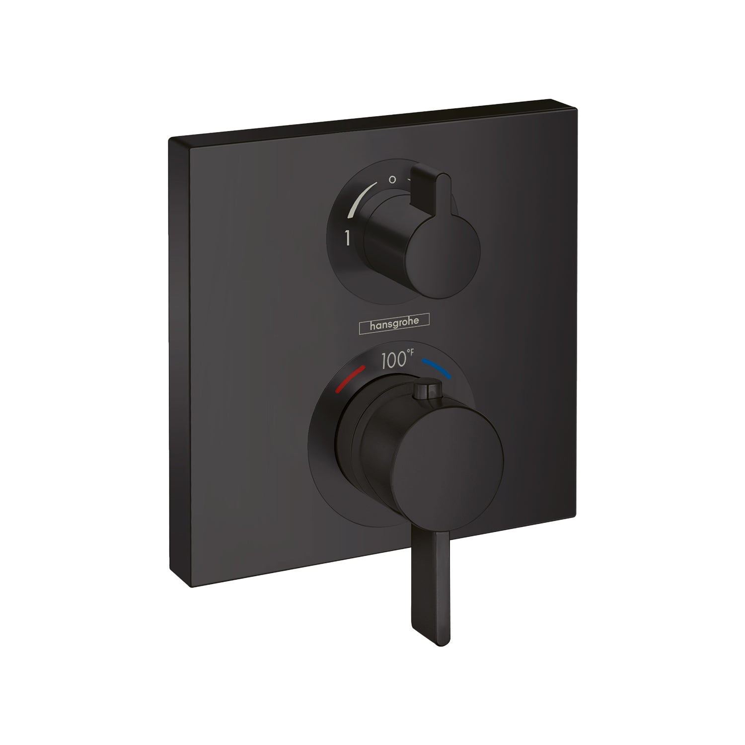 HANSGROHE 15714671 Ecostat Square Thermostatic Trim with Volume Control and Diverter - Matte Black