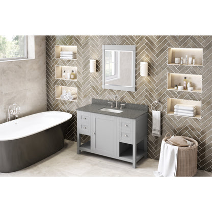 JEFFREY ALEXANDER VKITAST48GRBOR 48" Grey Astoria Vanity, Boulder Cultured Marble Vanity Top, undermount rectangle bowl - Grey