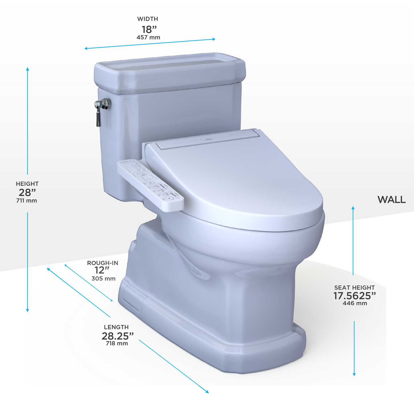 TOTO MW9743074CEFG#01 WASHLET+ Eco Guinevere Elongated 1.28 GPF Universal Height Toilet with C2 Bidet Seat , Cotton White