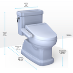 TOTO MW9743074CEFG#01 Washlet+ Eco Guinevere Elongated 1.28 Gpf Universal Height Toilet With C2 Bidet Seat - Cotton White