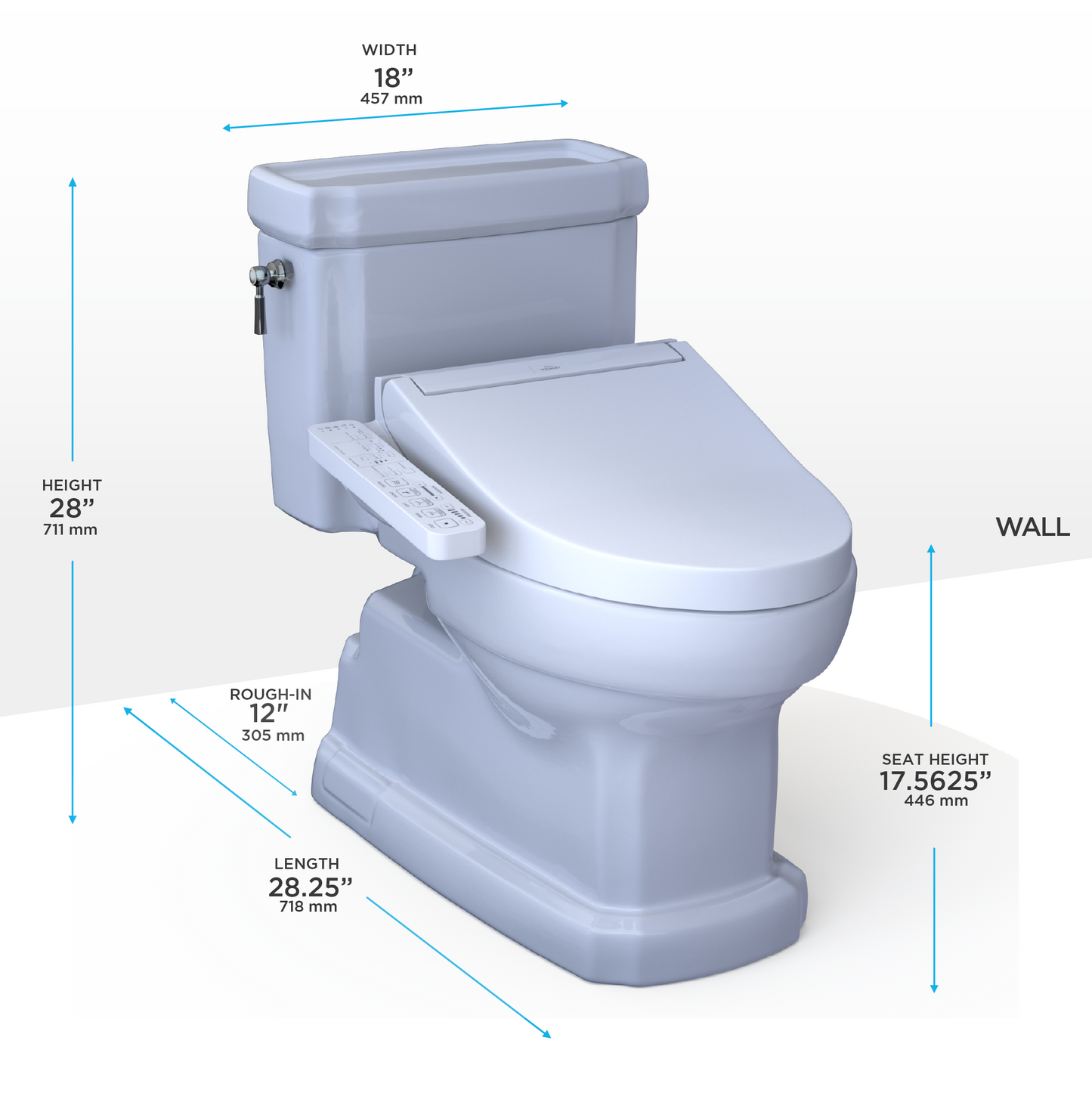 TOTO MW9743074CEFG#01 Washlet+ Eco Guinevere Elongated 1.28 Gpf Universal Height Toilet With C2 Bidet Seat - Cotton White