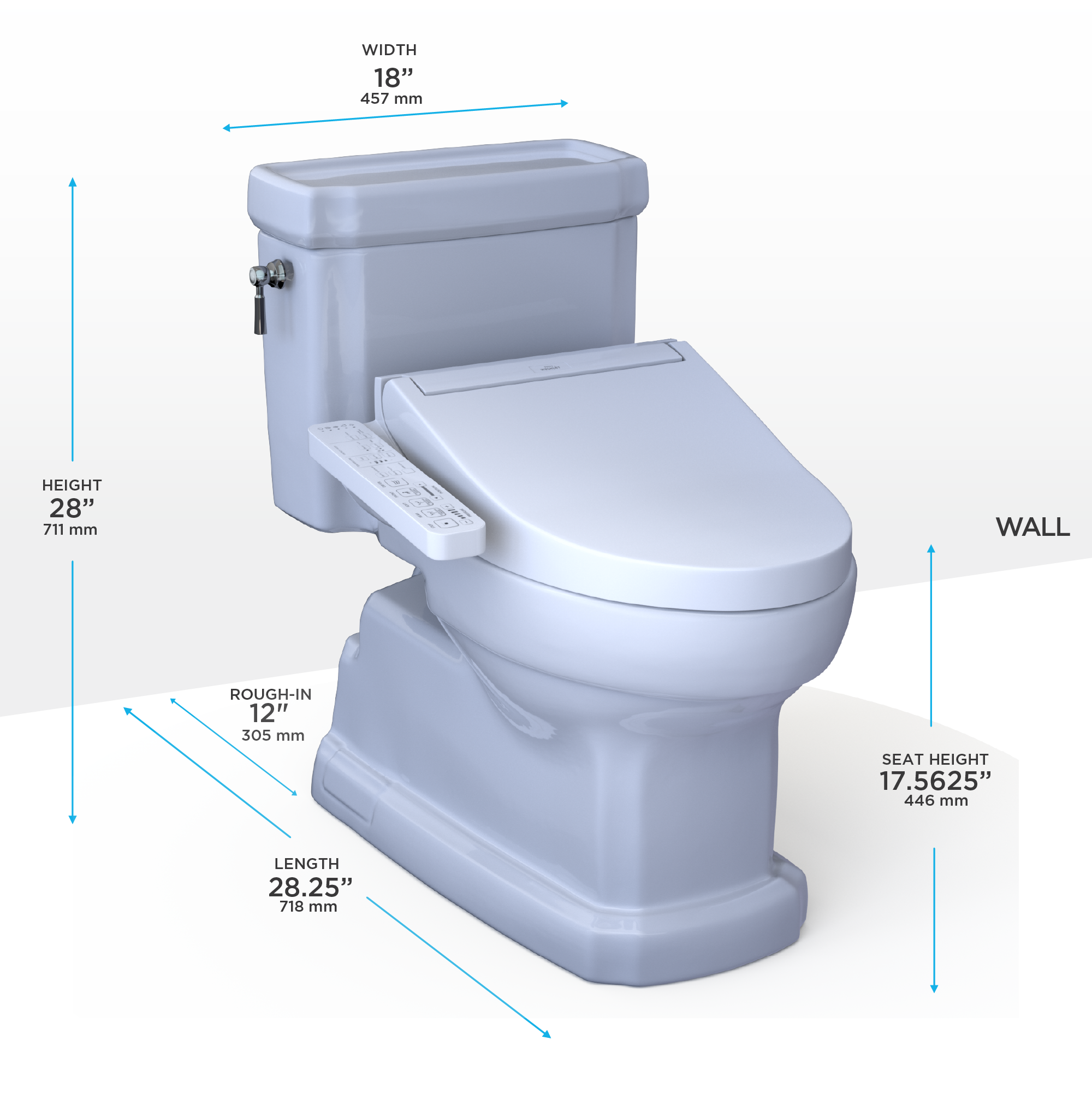 TOTO MW9743074CEFG#01 Washlet+ Eco Guinevere Elongated 1.28 Gpf Universal Height Toilet With C2 Bidet Seat - Cotton White