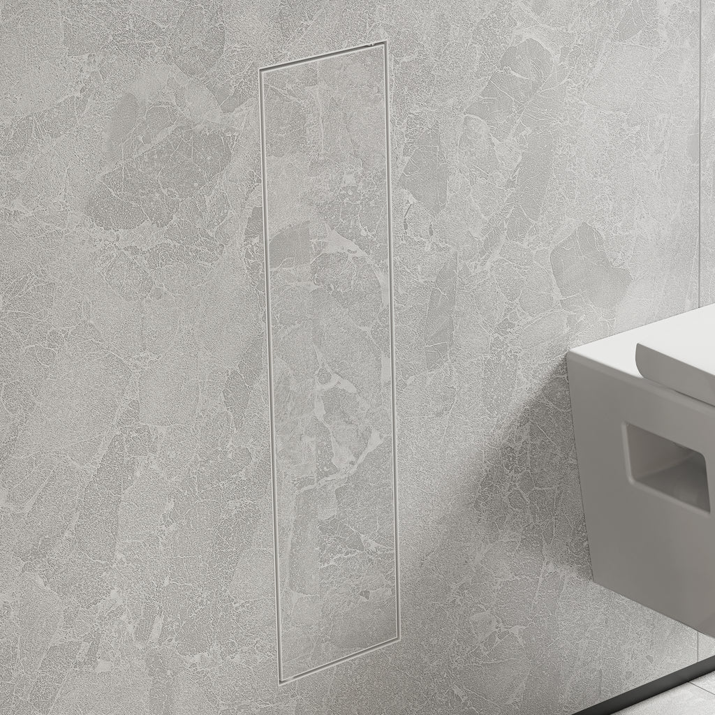 HANSGROHE 56060700 XtraStoris Rock Recessed Toilet Brush Holder with Shelf & Tileable Door - Matte White