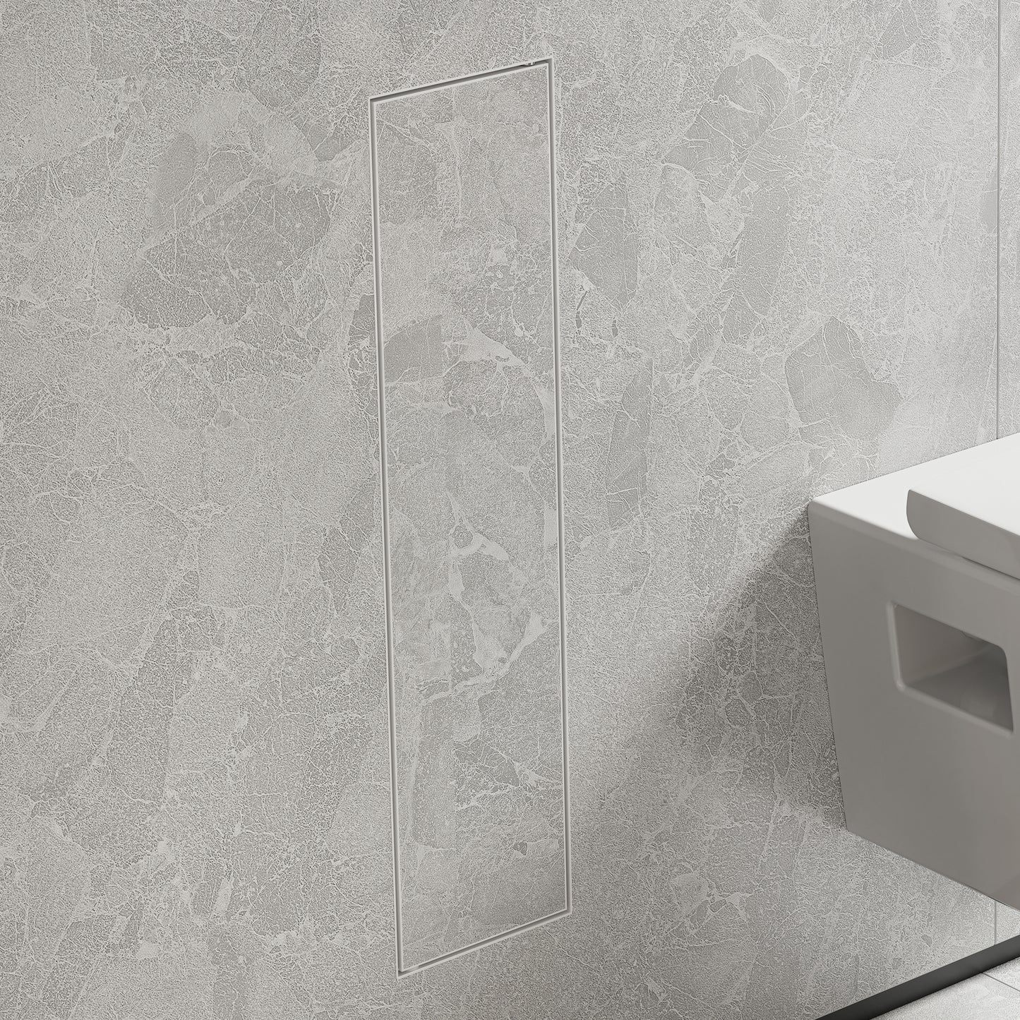 HANSGROHE 56060700 XtraStoris Rock Recessed Toilet Brush Holder with Shelf & Tileable Door - Matte White