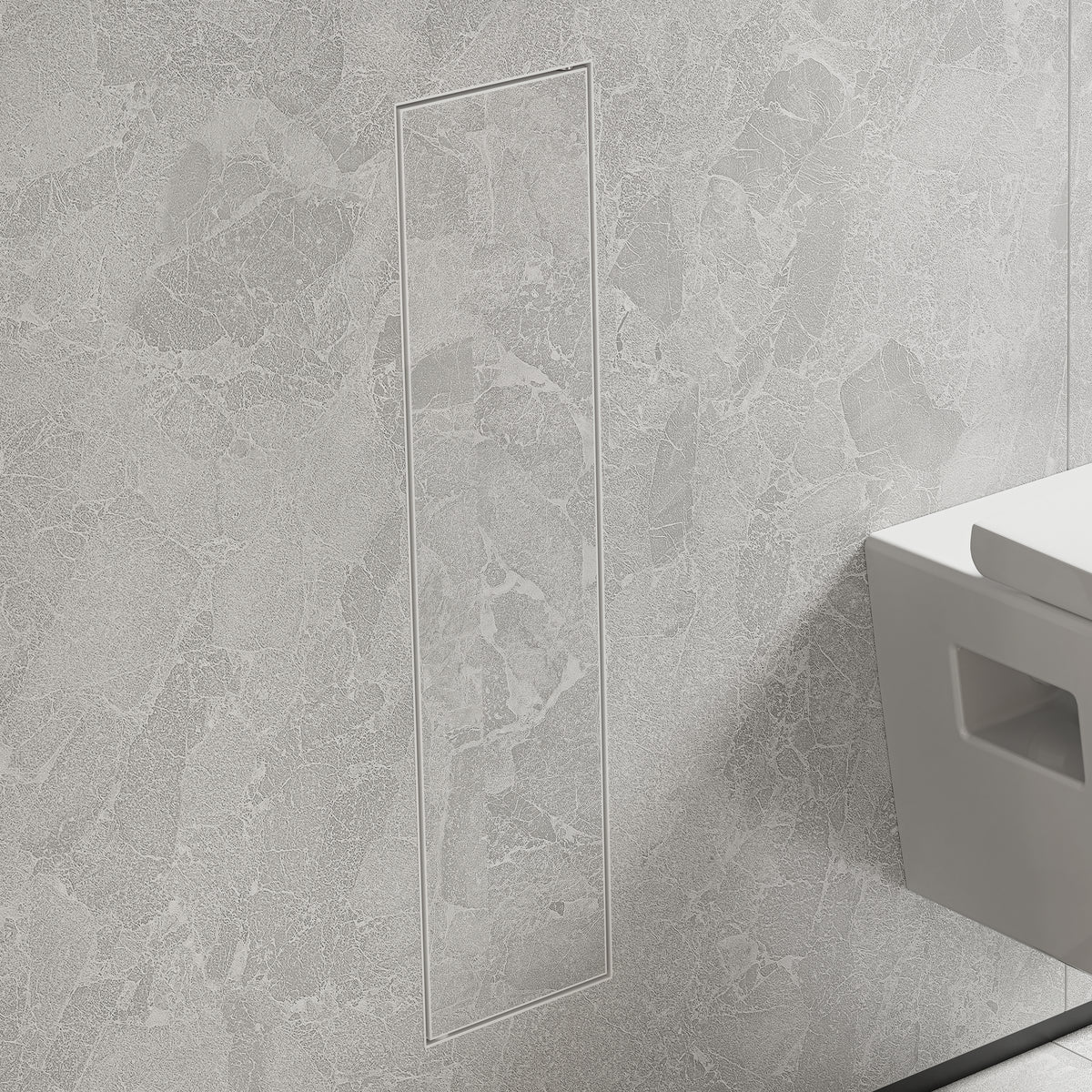 HANSGROHE 56060700 XtraStoris Rock Recessed Toilet Brush Holder with Shelf & Tileable Door - Matte White