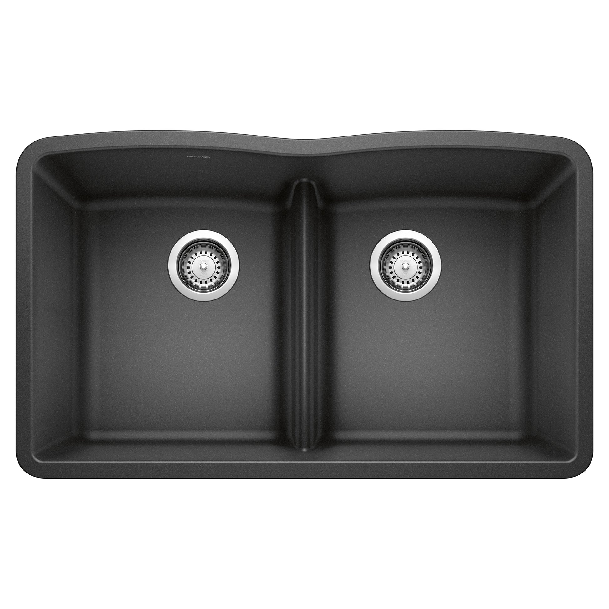 BLANCO 442075 Diamond Diamond SILGRANIT 32" 50/50 Double Bowl Undermount Kitchen Sink with Low Divide - Anthracite in Anthracite