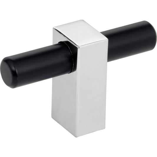 JEFFREY ALEXANDER 478T-MBPC Larkin 2 2-3/8" Length Bar Knob - Matte Black w/Polished Chrome